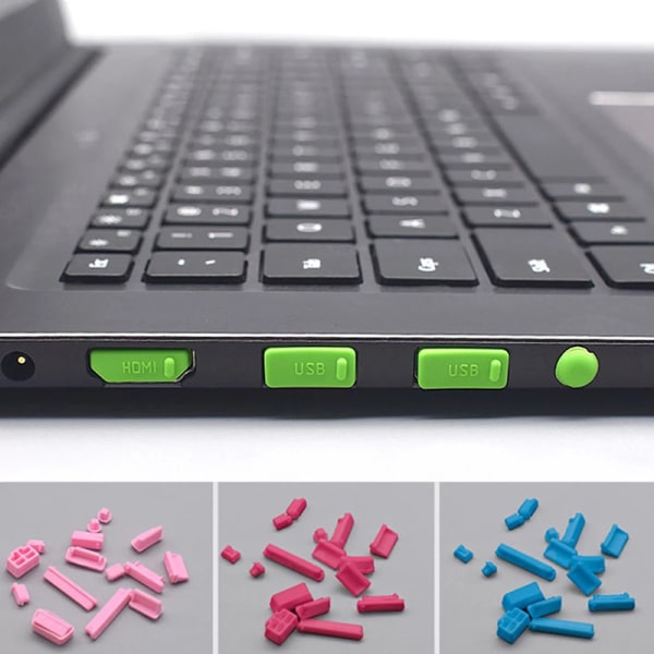 16st/ set Laptop dammplugg Set USB Port VGA gummiskydd Red