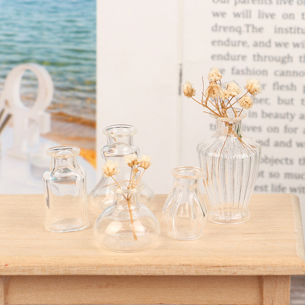 1st 1/6 eller 1/12 skala miniatyr dockhus glasvas för docka H A2