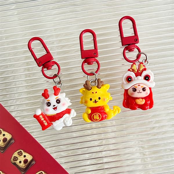 2024 Dragon Year Keychain Cartoon Lucky Dragon Keyring Creative A2