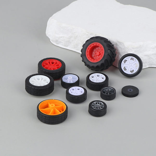 10ST PC Toy Wheel Gummi Fälgar Däck DIY Mini Technology 4WD Col H