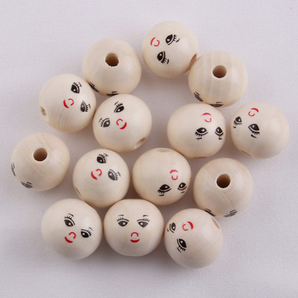 10 ST Printed färg Leende ansikte Doll Head Pärlor DIY Jewel A2
