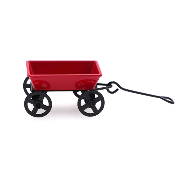 Metall Röd Liten Pulling Cart 1:12 Mini e Dollhouse Toy Presents Eller