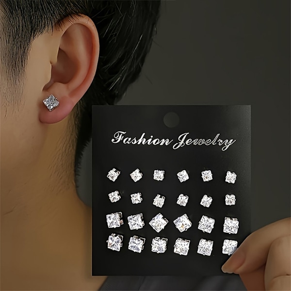 1 Set Fashion Crystal Zircon Örhängen Set Geometric Metal Ear St A2