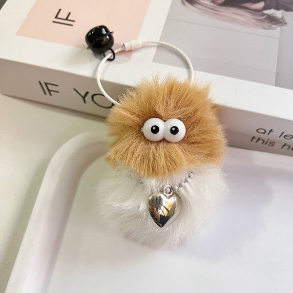 Furry Coal Ball Nyckelring Kawaii Plysch Små Briketter Hänge A3