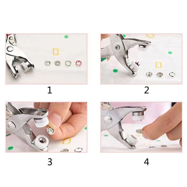 Set Snap Fasteners Kit Tool Metal Snap Buttons Rings med Snabb B