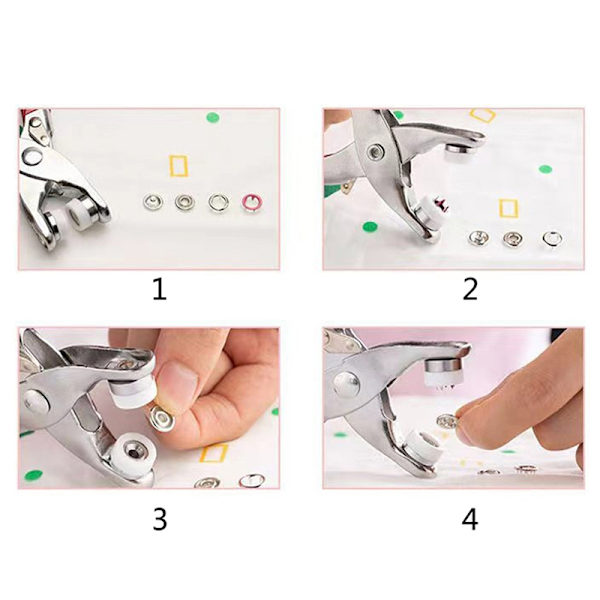 Set Snap Fasteners Kit Tool Metal Snap Buttons Rings med Snabb C