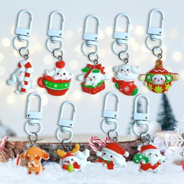 e Christmas Cinnamoroll Nyckelring Milk Tea Dog Pendant nyckelring P I