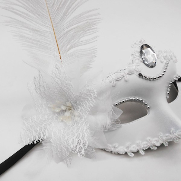 Maskerad Fjäder Sexig Venetiansk Mask Kvinnor För Ansikte Multi Colo White