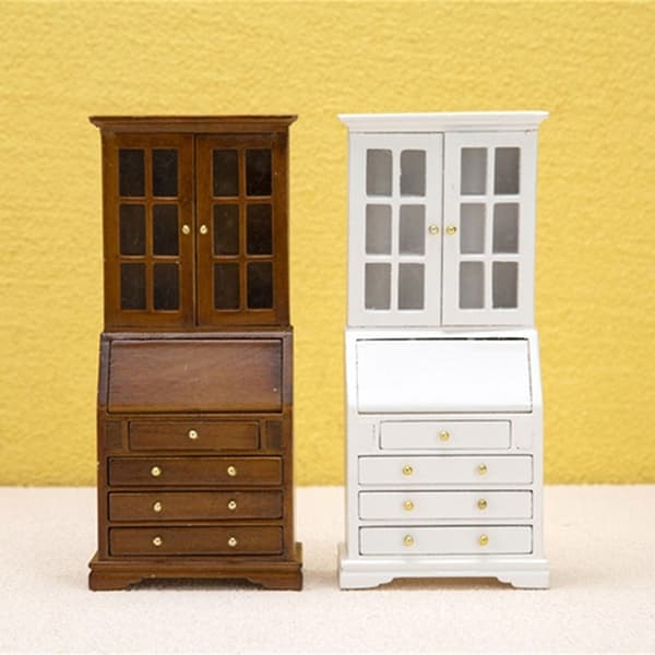 1:12 Dockhus Miniatyrbokhylla Förvaringsskåp Skåpmöbler Brown