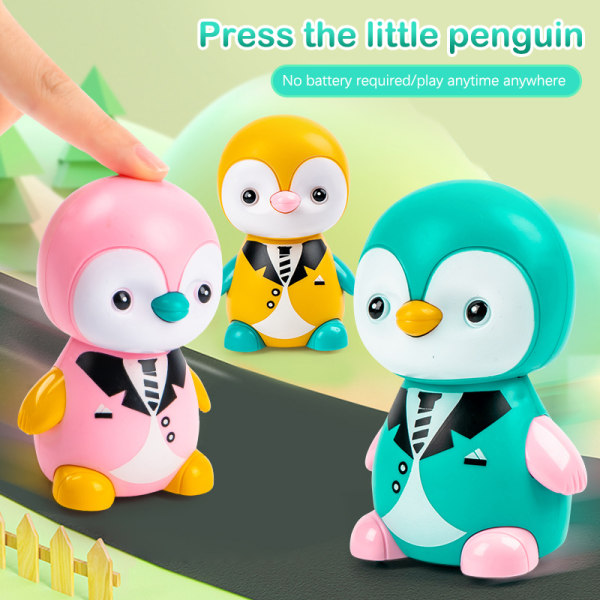 Little Penguin Press Pull Back Toys Push And Go Animal Kids Toy Blue