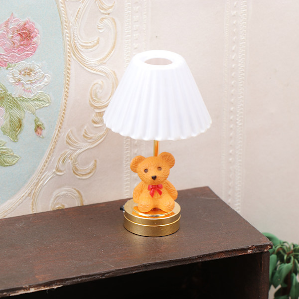 1:12 Dockhus Miniatyr LED Light e Bear Bordslampa Home Light