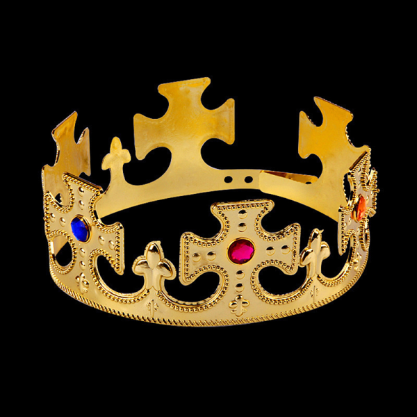 Nyhet Guld Plast Kings Queens Crown Hat Royal Fancy Dress P A1