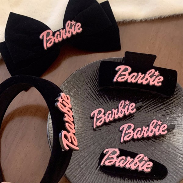 Barbie Bowknot Hårklämma Kawaii Pink Letter Princess Pannband S A1