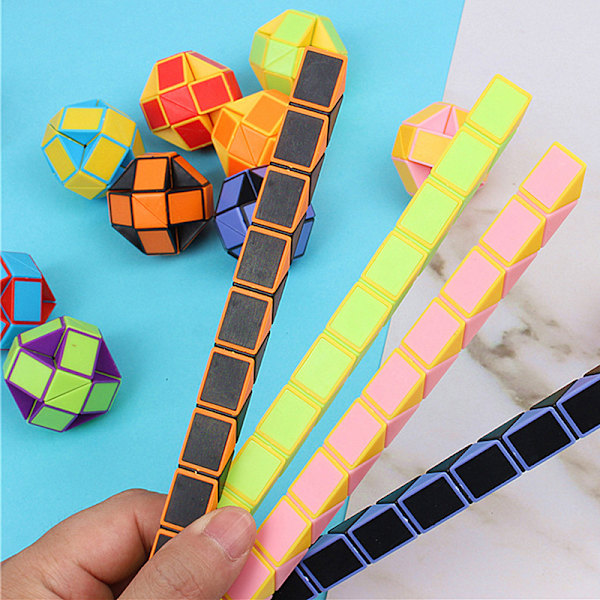 1st 3D Magic Cube Kid Pedagogisk Magic Snake Linjal Rubic Cube 1#