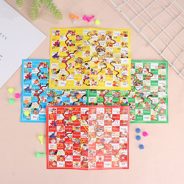 Snake Ladder Plastic Flight Schack Set Familjefest Brädspel A1