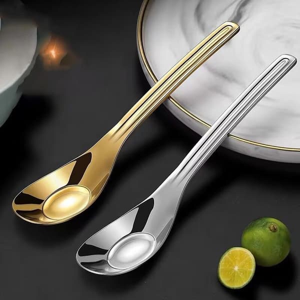 Rostfritt stål sked Nät Röd Golden Dinner Long Handle Omrörning Silver