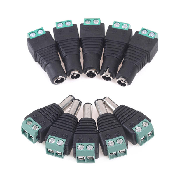 5 par hane och hona 2,1x5,5 mm DC Power Plug Jack Adapter Co