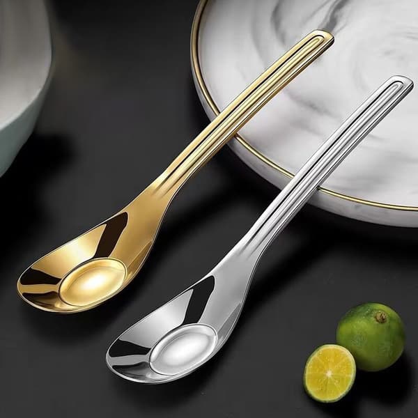 Rostfritt stål sked Nät Röd Golden Dinner Long Handle Omrörning Silver