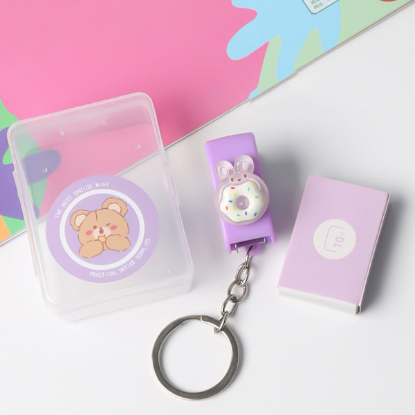 1Set Mini aron Color Metal Häftapparat Set med häftklamrar också 8