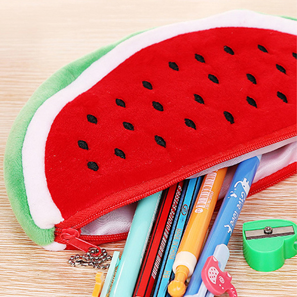 Kreativt case i plysch vattenmelon Kawaii Pennfodral School A2