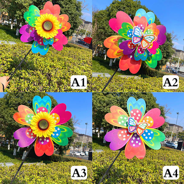 1st Solros/fjärils väderkvarn Pinwheel Färgglada paljetter Vind A2