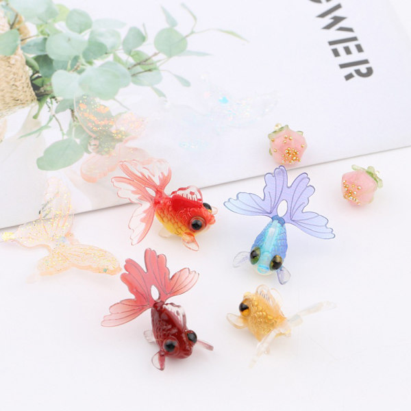 Lyx Resin e Goldfish Charms hängsmycke för örhänge halsband DIY A7