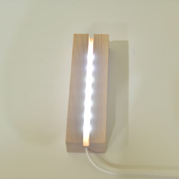 Trä LED lampfot USB kabel Switch Nattljus 3D Led Night warm white
