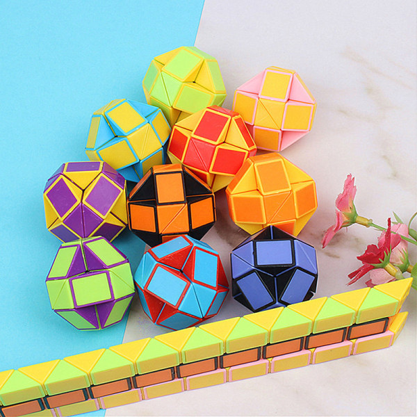 1st 3D Magic Cube Kid Pedagogisk Magic Snake Linjal Rubic Cube 1#