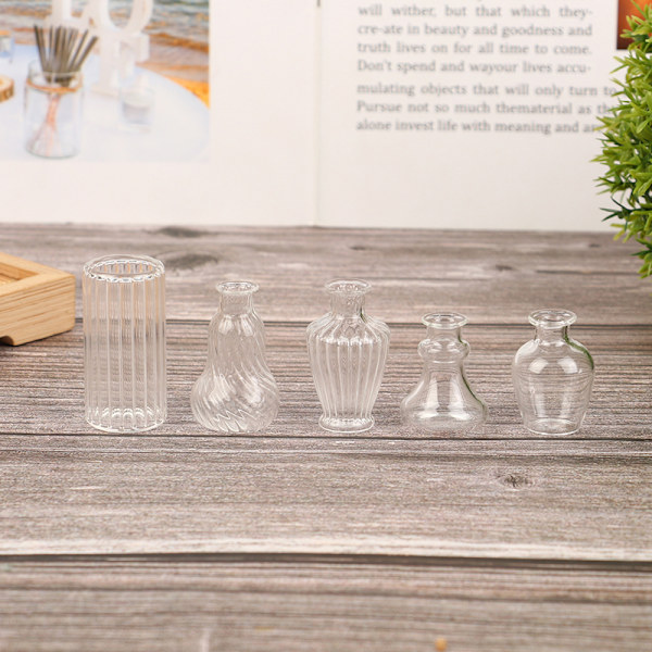 1st 1/6 eller 1/12 skala miniatyr dockhus glasvas för docka H A10