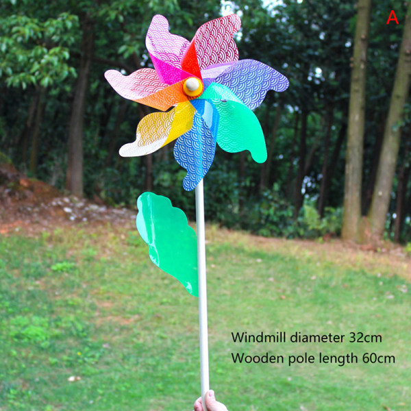 Vacker 32 cm Wood Garden Yard Party Windmill Wind Spinner A