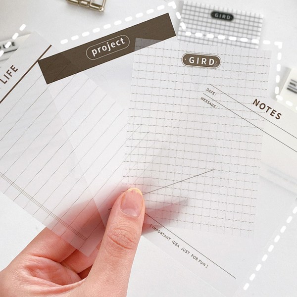 50 ark Transparent Grid Sticky Notes Vattentät självhäftande 4