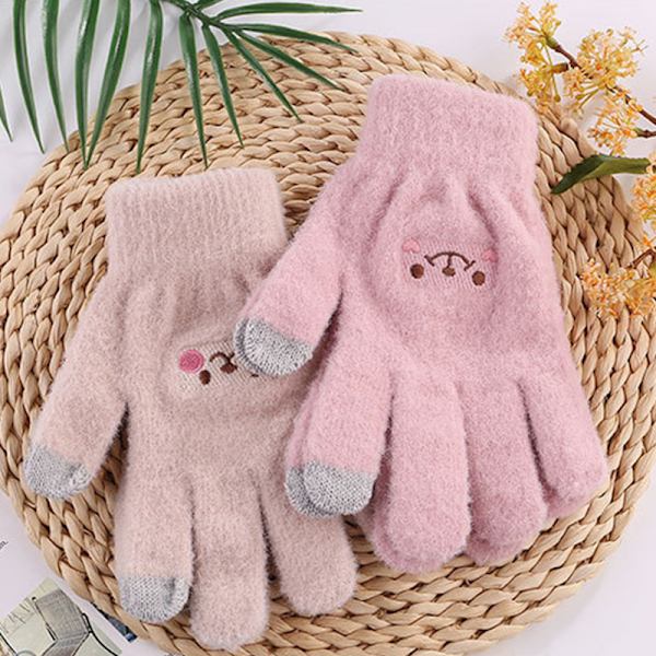 Mode Smile Face Printing Handskar Mobiltelefon Touch Soft Fluf khaki