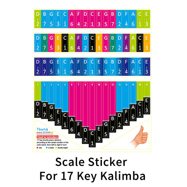 17 Key Kalimba Scale Sticker Thumb Finger Piano Note Instrument