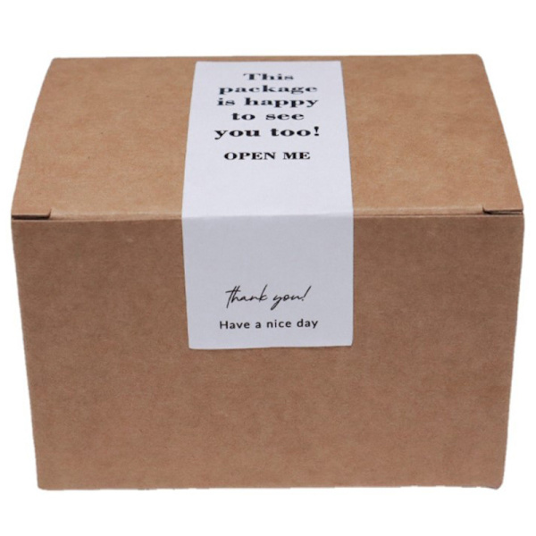 100 st/rulle Detta paket är glad att se dig också Stickers Small A2