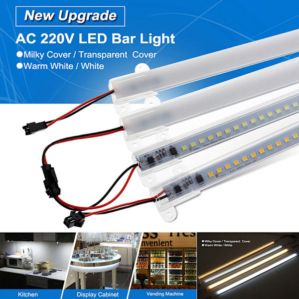 AC220V LED Bar Light High Brightness 2835 LED Clip 30cm 40cm 72 Whitelight Clear30cm