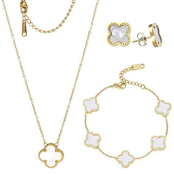 1 Set enkel ljus lyx fyrklöver hänge halsband Brac A1