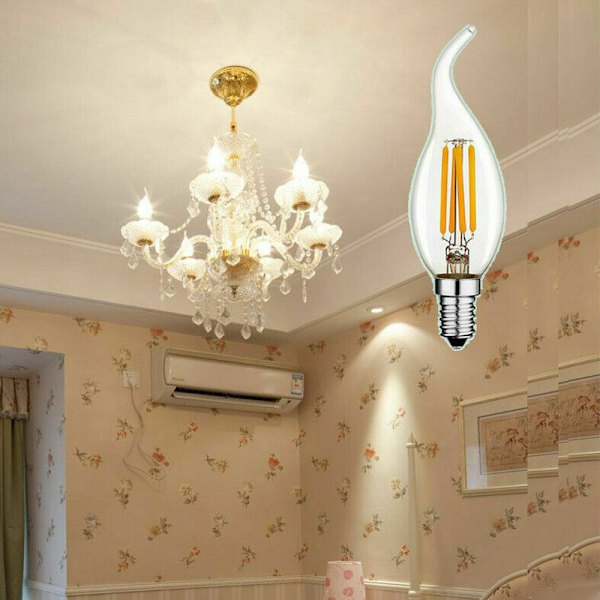 Dimbar E14-lampa LED 2W 4W 6W Edison Retro Filament Candle Lig Light yellow 4W