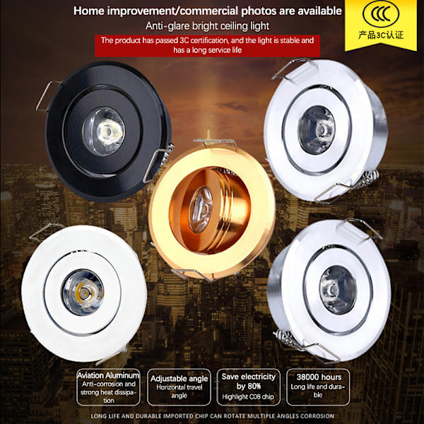 Mini Led Down Light 3W 1W Dimbar Spot Light Infälld Light C 9(gold 1W light 3)