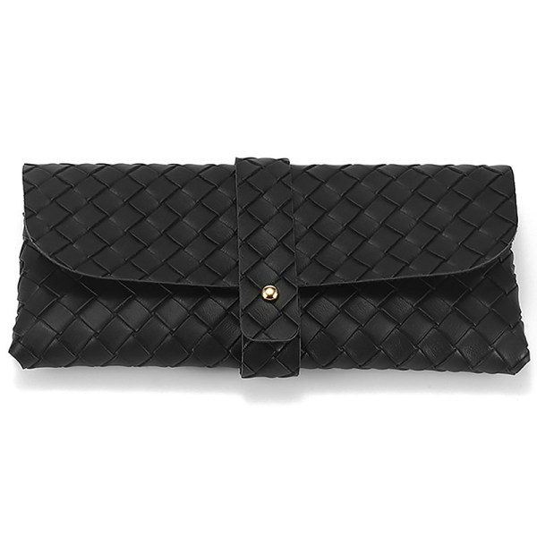 1 St Twist Flätat Läder Glasögon Case Snap Rope Bälte Portable Black