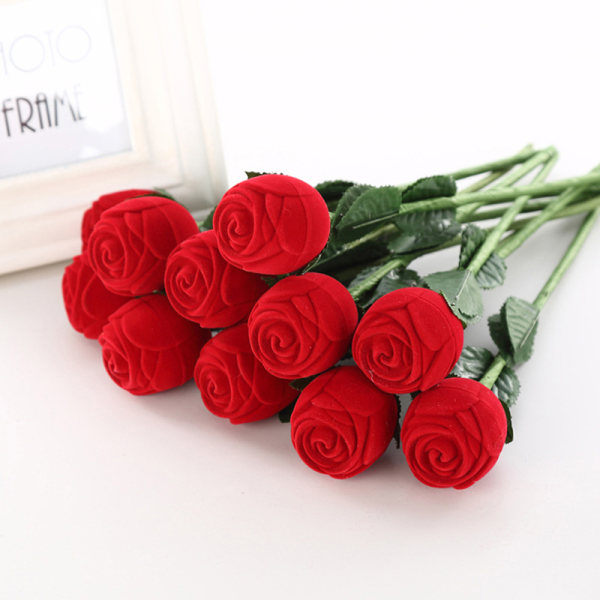1 st Romantisk Rose Ring Box Blomma Alla hjärtans dag present till Girlf
