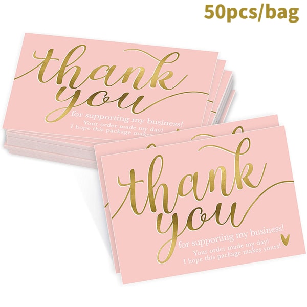 50PCS Rosa Tack för din beställning Visitkort Presentaffärer