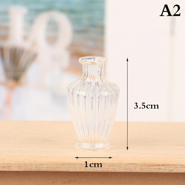 1st 1/6 eller 1/12 skala miniatyr dockhus glasvas för docka H A2