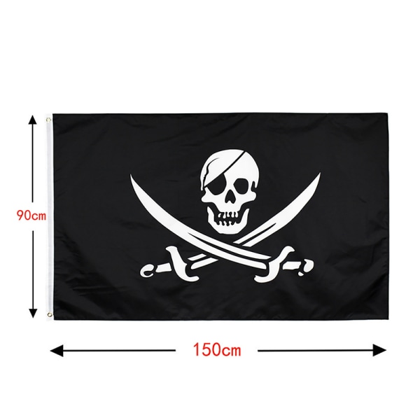 Big Skull Piratflagga Röd Bandana Bones Double Skull DIY Decor E 60x90cm