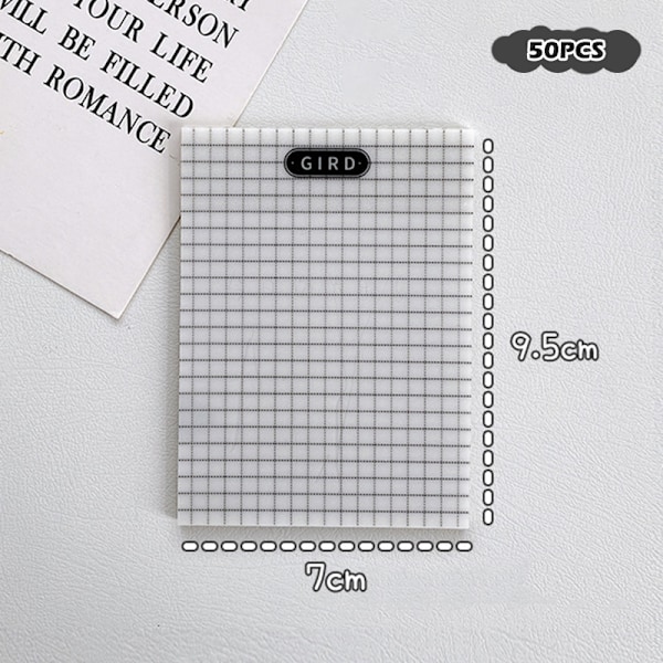 50 ark Transparent Grid Sticky Notes Vattentät självhäftande 4
