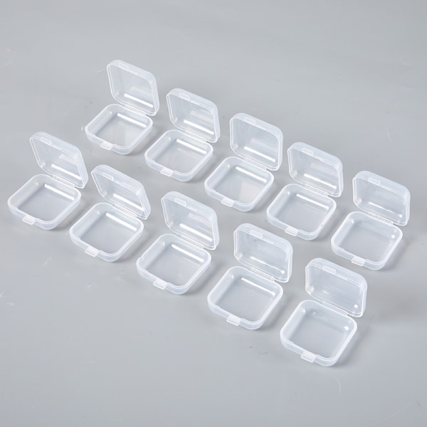 10 st Mini plast förvaringslåda Transparent smycken case