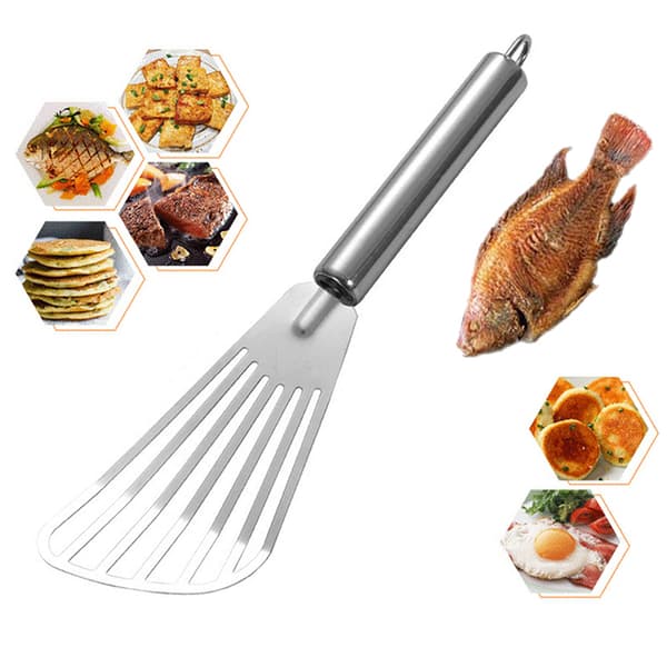 1 st rostfritt stål slitsad Fish Turner Spatel flexibelt kök