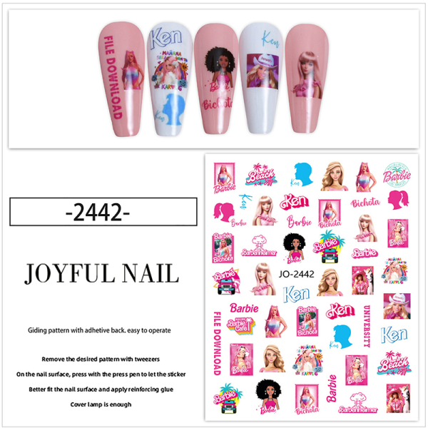 Nail Art Vatten Dekaler Stickers Transfers Barbie Doll Bows Heart 2