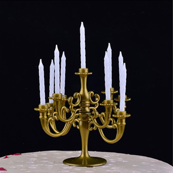 1Set ljus och ljusstake födelsedagsfest tårta ljushållare Bronze