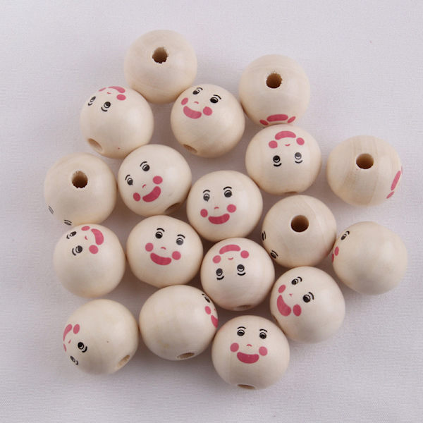 10 ST Printed färg Leende ansikte Doll Head Pärlor DIY Jewel A2
