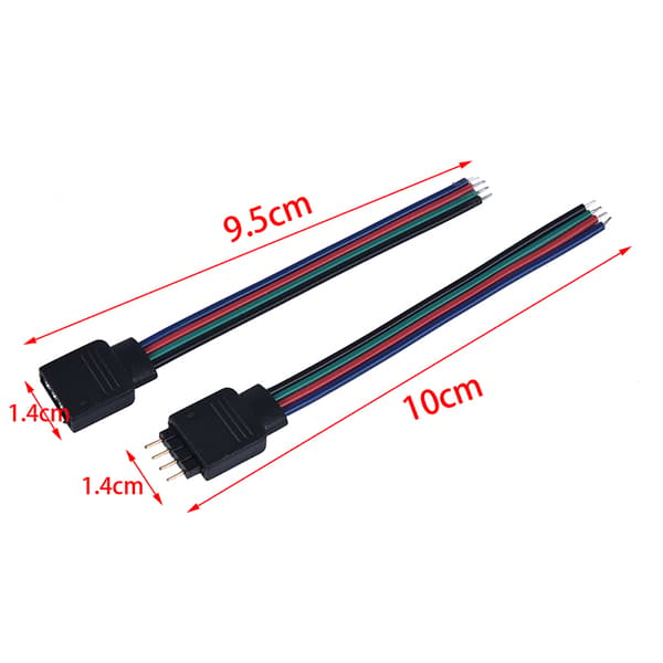 10 st 4-stift hane + hona anslutningskabel för 3528 5050 LED